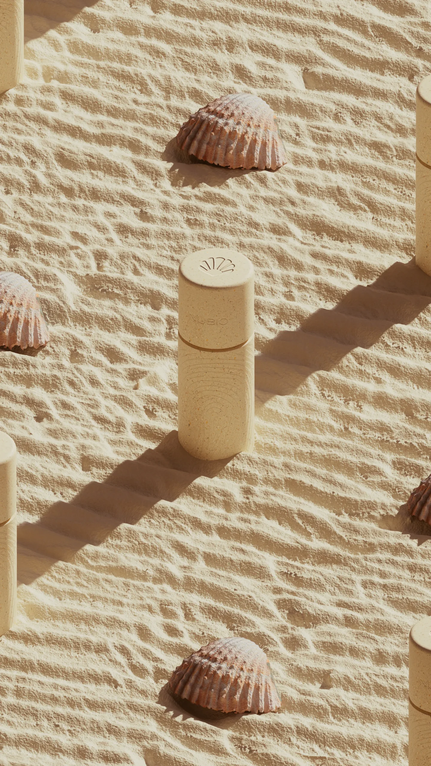 NUBIO seashell-inspired logo system
